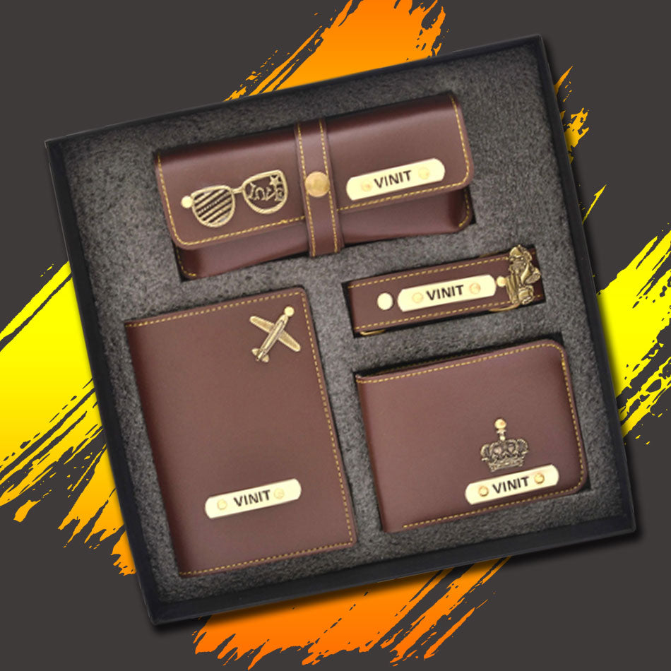 4in1 Men's Wallet Gift Set| Personalized Complete Leather Combo For Men