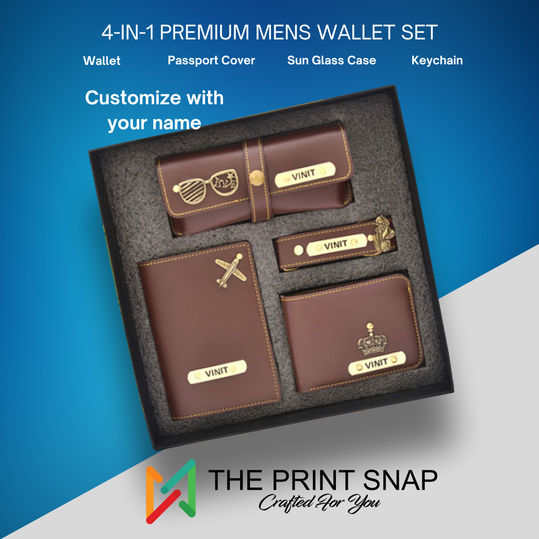 4in1 Men's Wallet Gift Set| Personalized Complete Leather Combo For Men