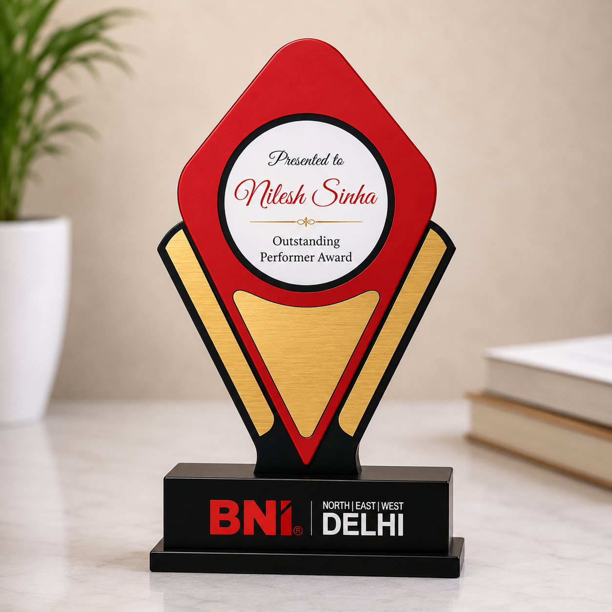 The Print Snap Premium Personalized Trophy | Custom Corporate Award | Employee Recognition Award | Acrylic & Wooden Trophy | PT-004