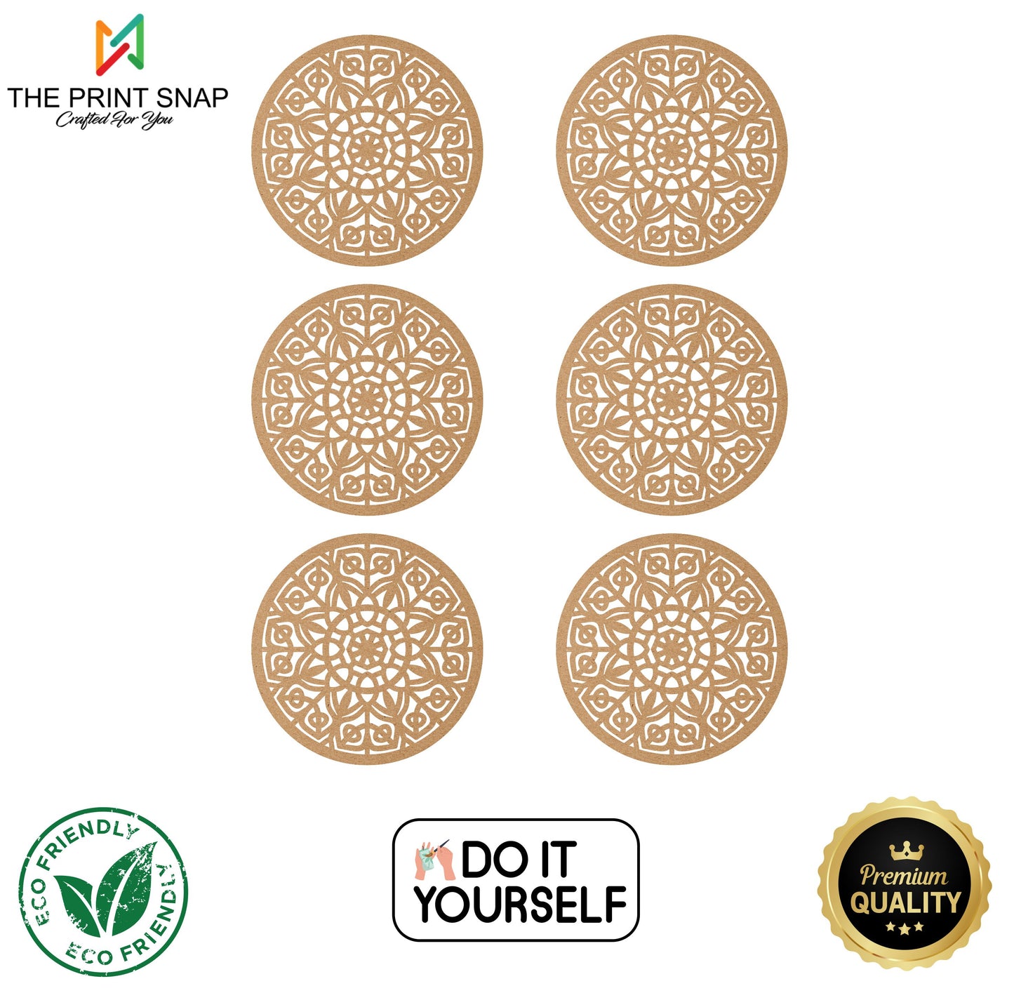 MDF Coaster with Stand | Mandala Design 001