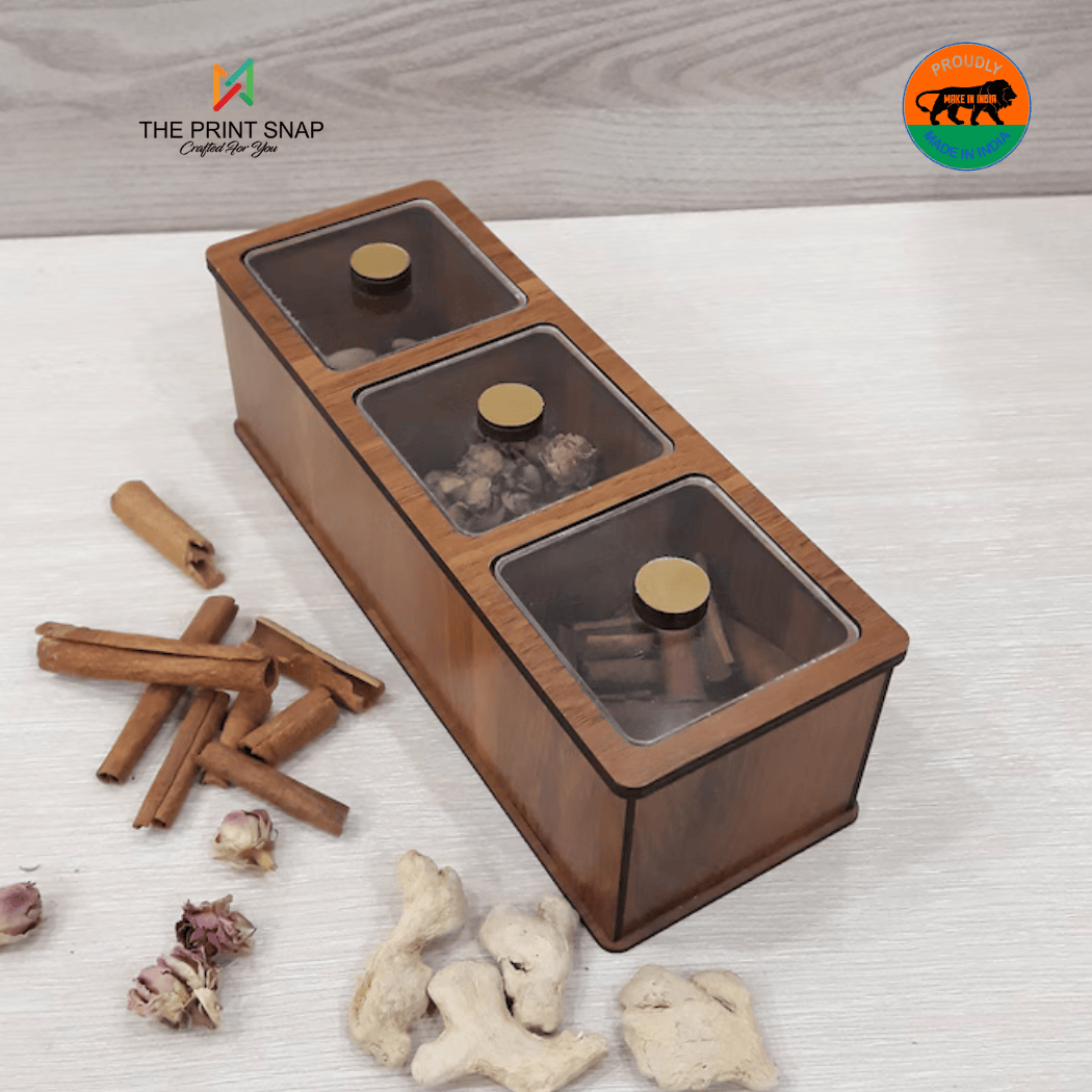 Corporate Gift - Dry Fruit Box | Premium Corporate Gift | Handcrafted | Custom Branding | 3 Compartment Sleek Box