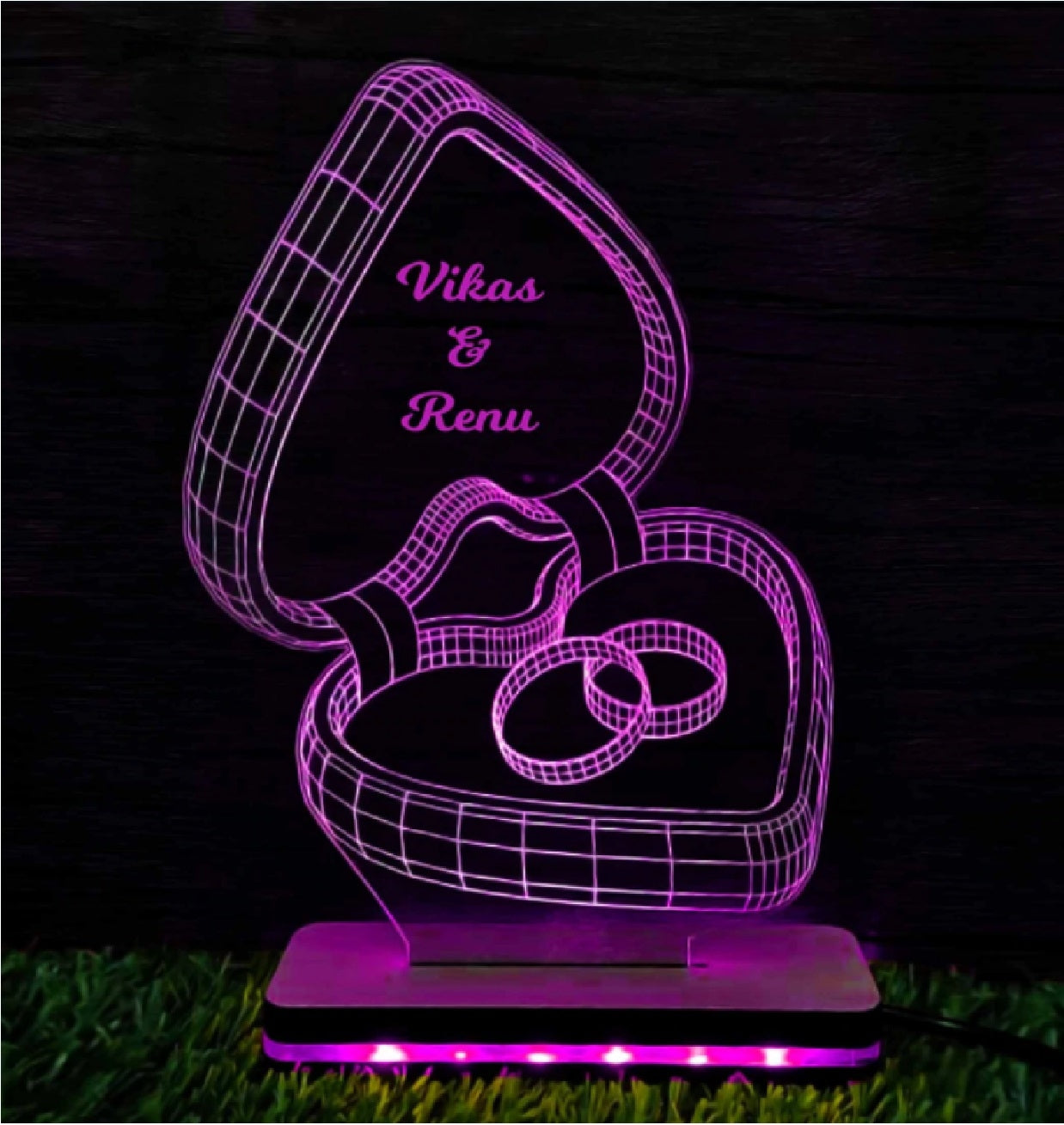 Couple Ring & Box - 3D Illusion Lamp | Happy Anniversary