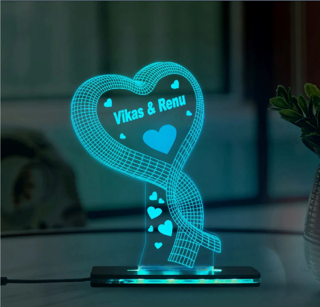 Love Heart - 3D Illusion Lamp | Happy Anniversary