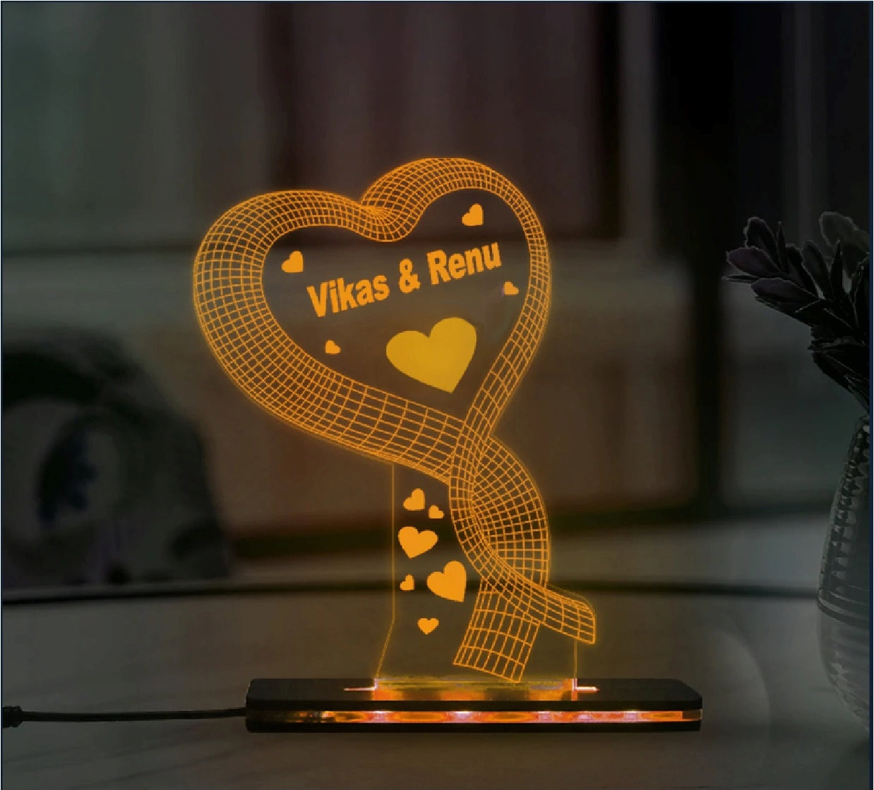 Love Heart - 3D Illusion Lamp | Happy Anniversary