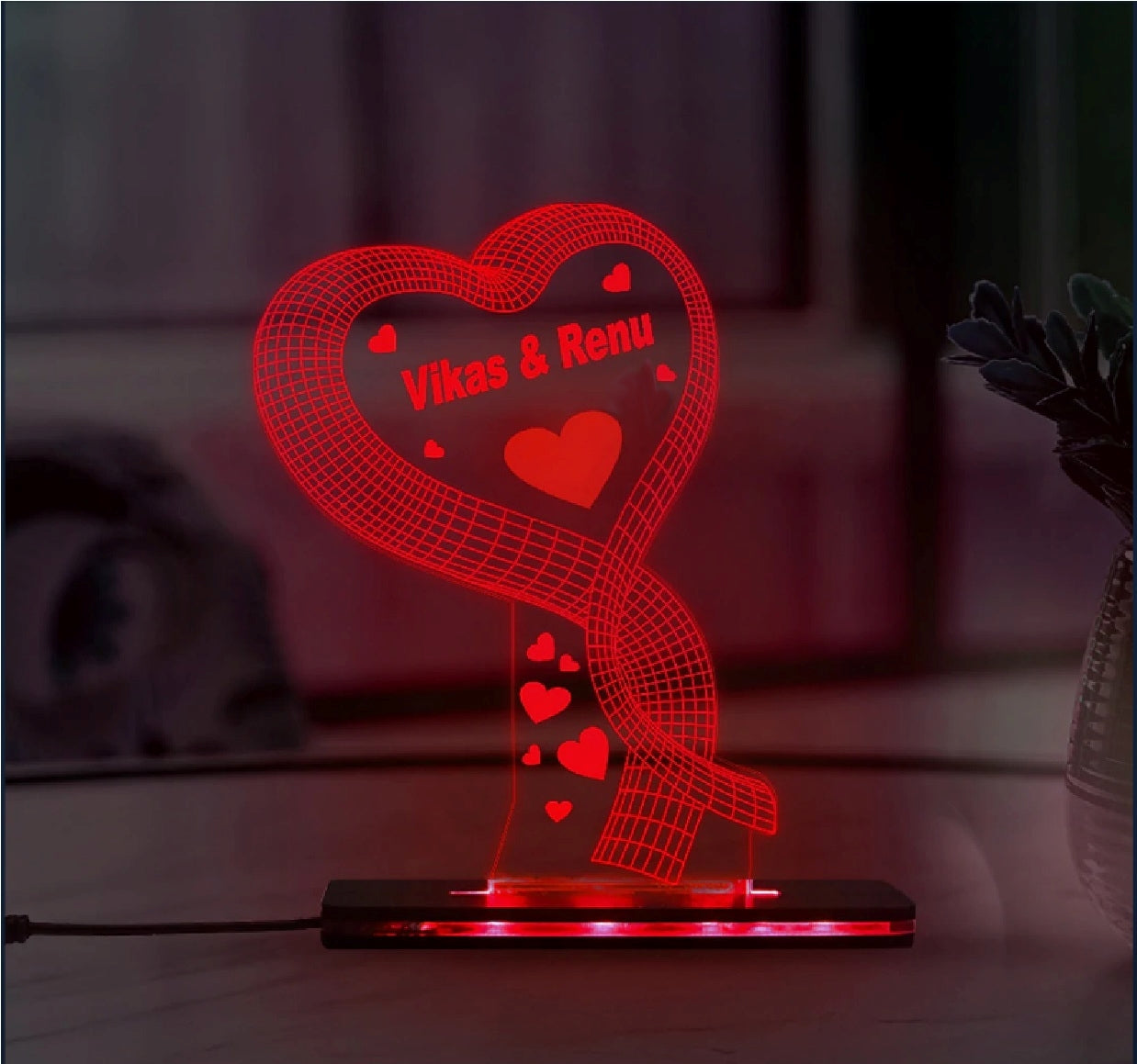 Love Heart - 3D Illusion Lamp | Happy Anniversary