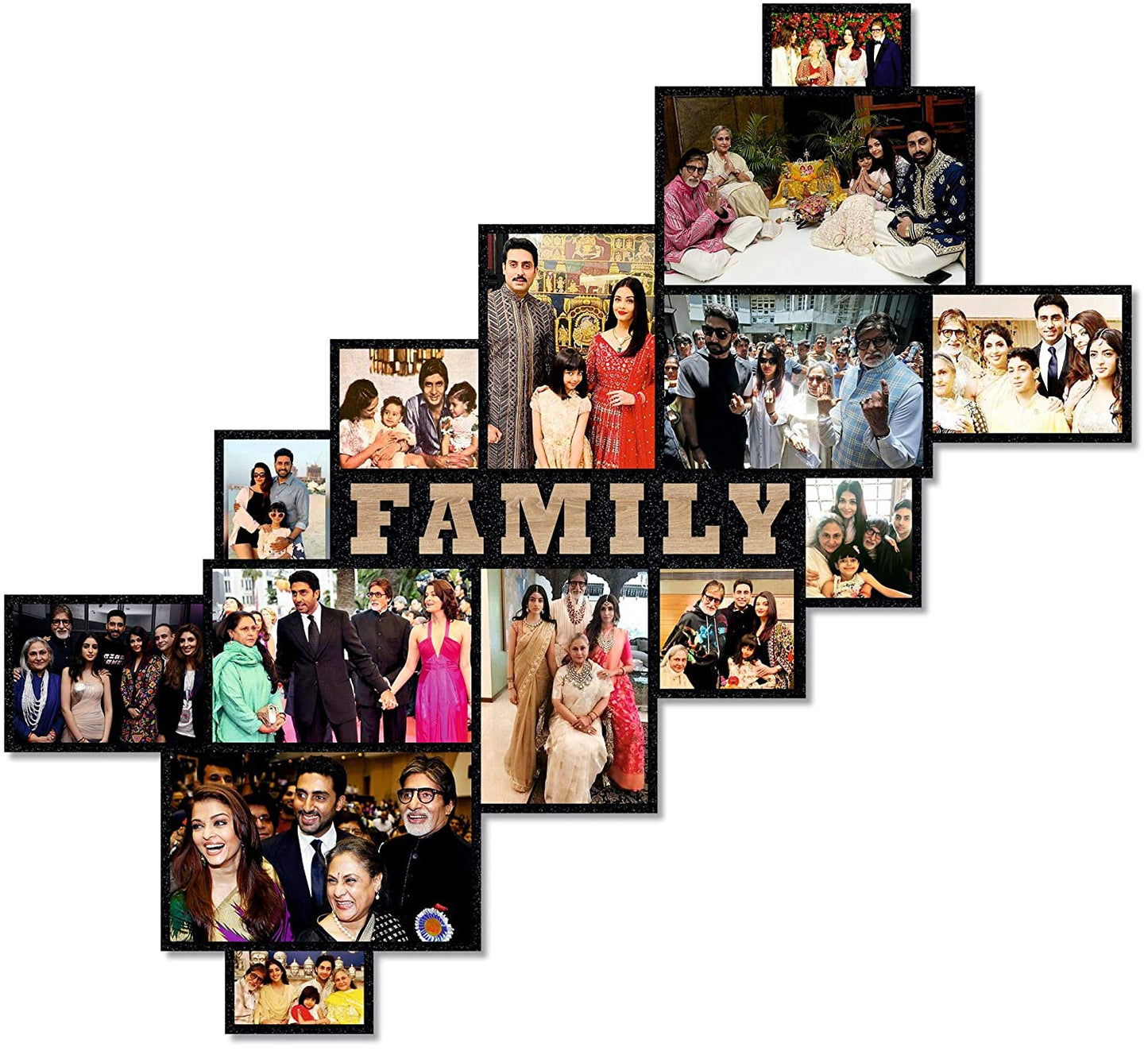 Collage Frames | 14 Photos With Name | Wall Hanging