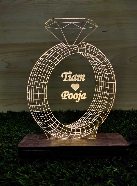 Best Couple | Diamond Ring 3D Illusion Lamp