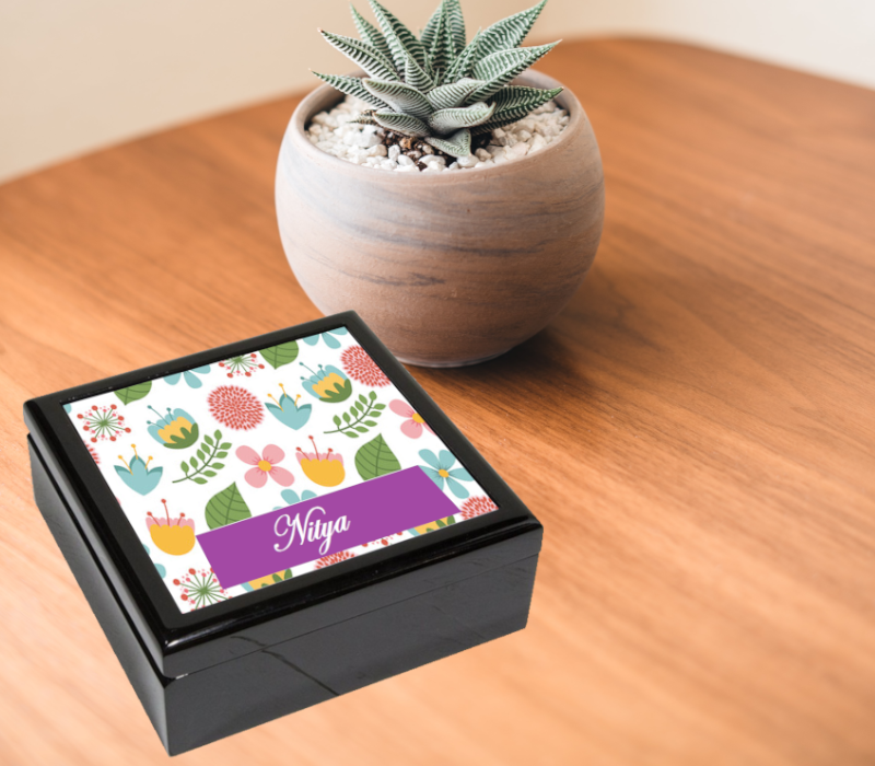 Personalised Jewellery Box | Name & Floral Print