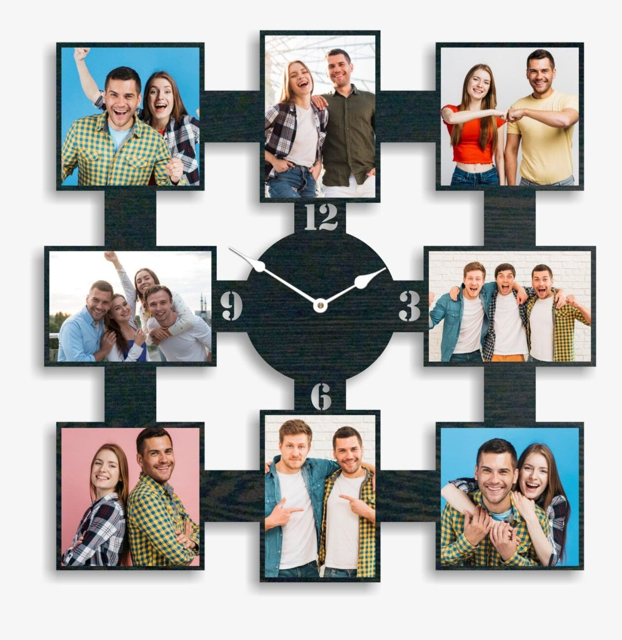 Personalised Wall Clock | 8 Photo Wall Clock | PC 01