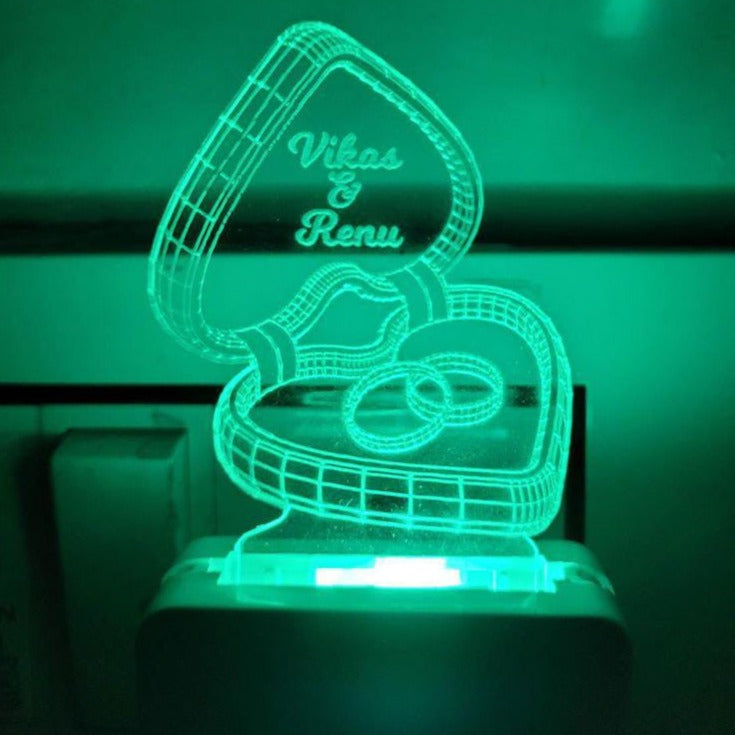 Couple Ring & Box - 3D Illusion Lamp | Happy Anniversary