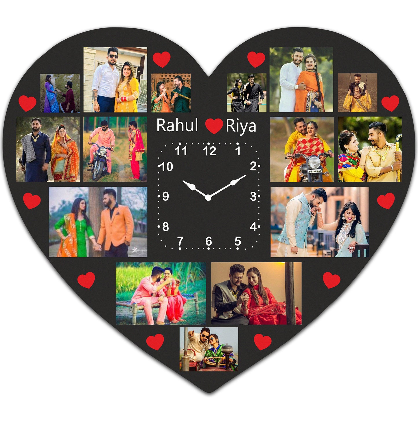 Designer Heart Wall Clock | 15 Photo Clock | PC 14