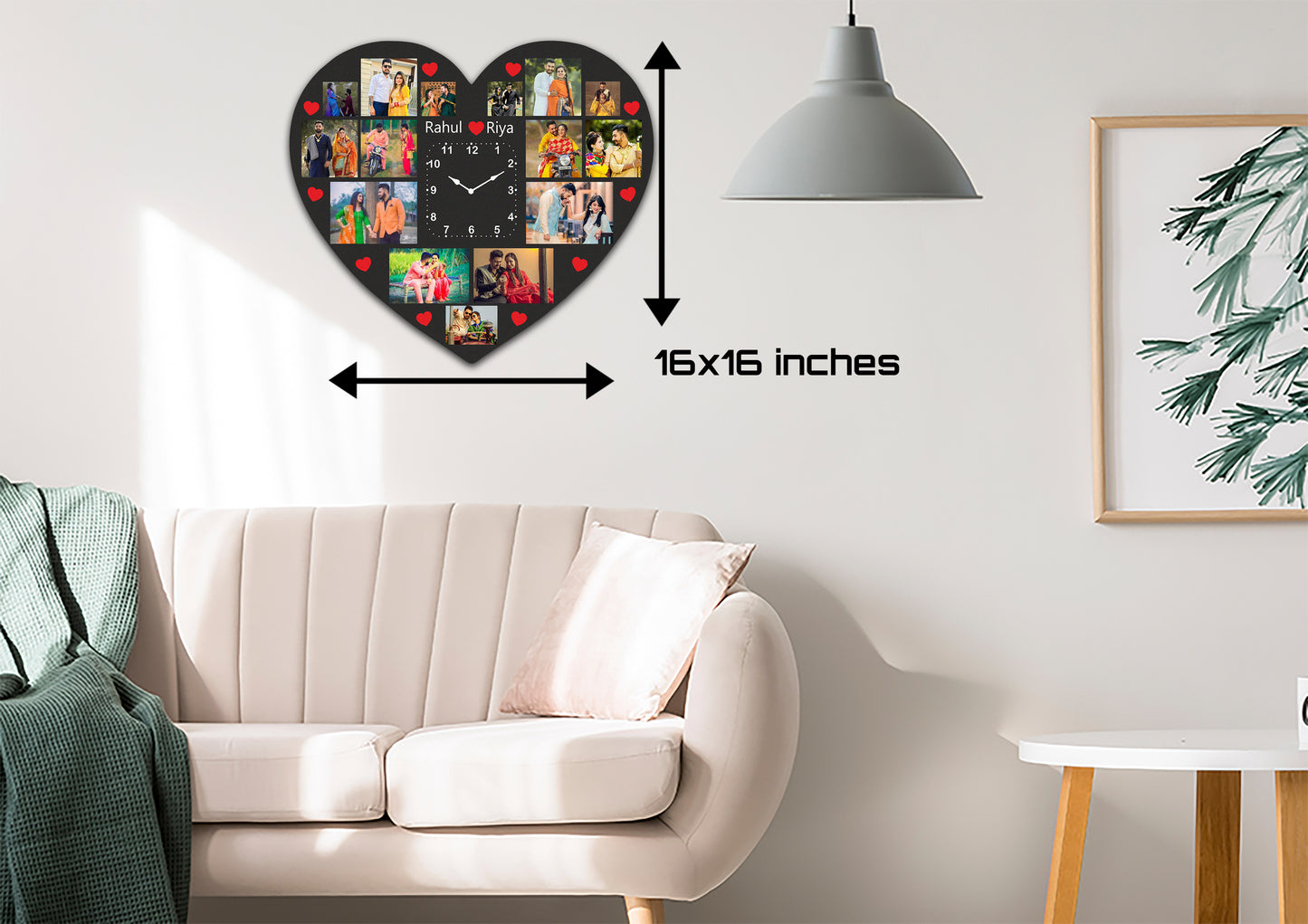 Designer Heart Wall Clock | 15 Photo Clock | PC 14