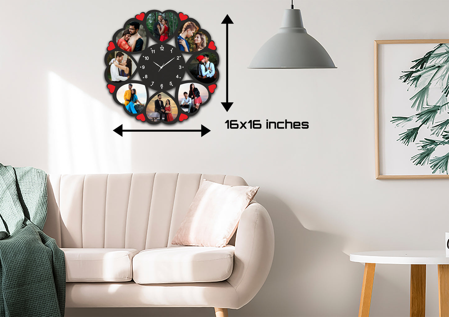 8 Heart Designer Wall Clock | 8 Photo Clock