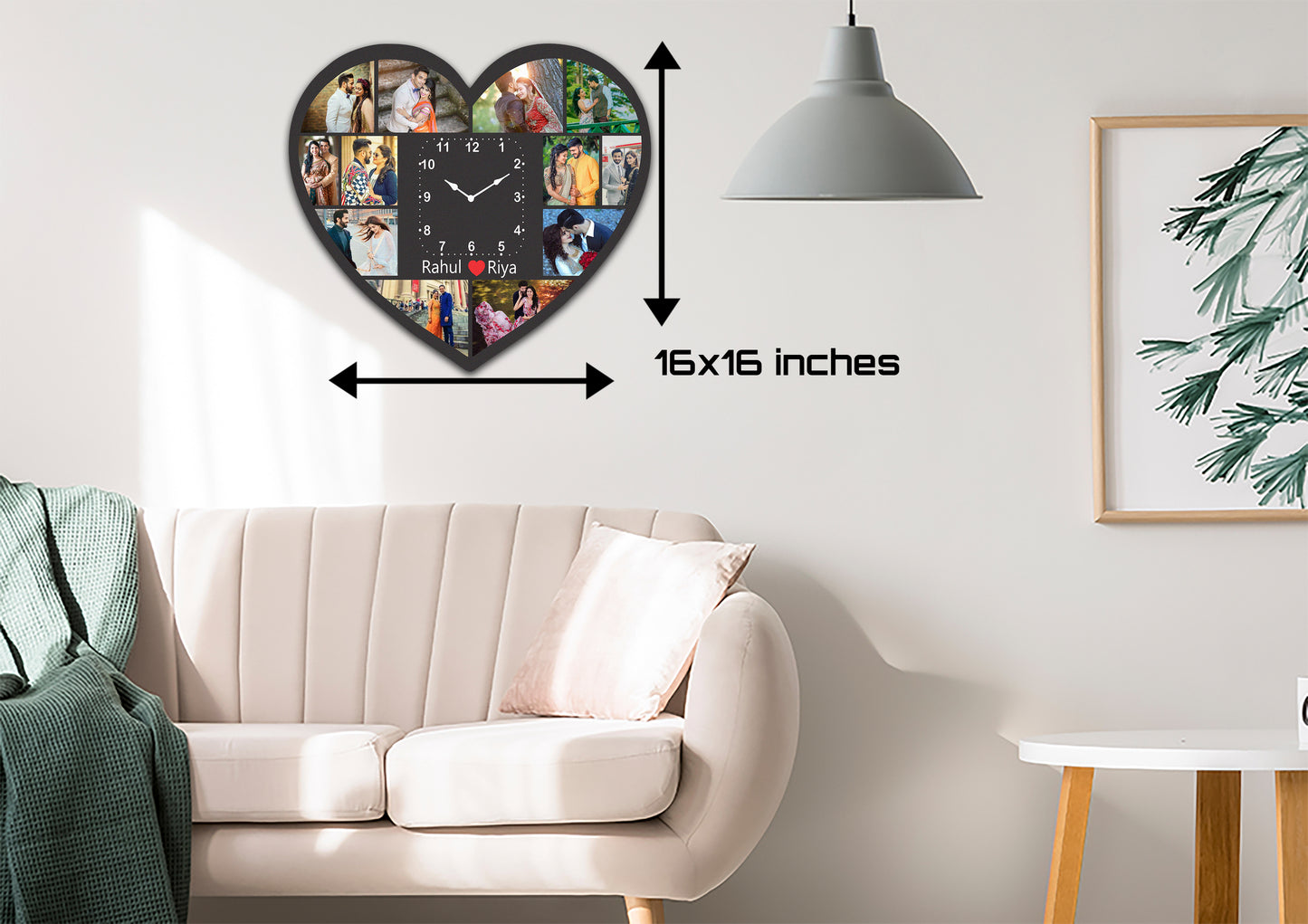 Designer Heart Wall Clock | 12 Photo Clock | PC 15