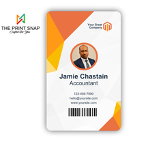 Employee ID card with custom photo, name, logo, and barcode – printed on durable PVC for office and corporate use.