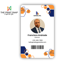 Employee ID card with custom photo, name, logo, and barcode – printed on durable PVC for office and corporate use.