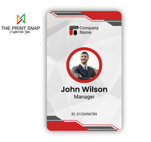 Employee ID card with custom photo, name, logo, and barcode – printed on durable PVC for office and corporate use.