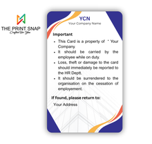 Employee ID card with custom photo, name, logo, and barcode – printed on durable PVC for office and corporate use.