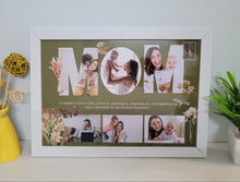 Personalized Mother's Day photo frame gift with MOM letter collage and custom family pictures.