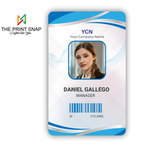 Employee ID card with custom photo, name, logo, and barcode – printed on durable PVC for office and corporate use.