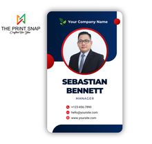 Employee ID card with custom photo, name, logo, and barcode – printed on durable PVC for office and corporate use.