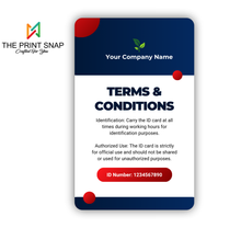 Employee ID card with custom photo, name, logo, and barcode – printed on durable PVC for office and corporate use.