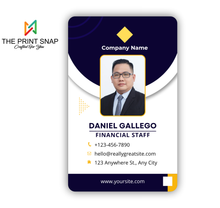 Employee ID card with custom photo, name, logo, and barcode – printed on durable PVC for office and corporate use.