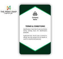 Employee ID card with custom photo, name, logo, and barcode – printed on durable PVC for office and corporate use.