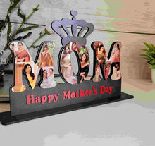 Personalized MOM photo frame with crown design featuring custom photos and "Happy Mother’s Day" message – unique Mother's Day gift idea