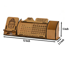 Wooden Perpetual Desk Calendar with Phone Stand & Pen Holder | Office Table Organizer & Corporate Gift