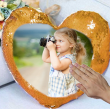 Heart Shape Magic Cushion | Golden Sequin