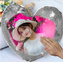 Heart Shape Magic Cushion | Silver Sequin